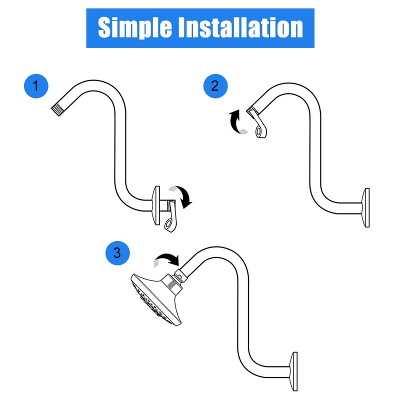 Joyzan S shaped Shower Arm, High Rise Shower Head Extension