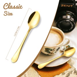 Kucensi Espresso Spoons, Teaspoons Set of 6, Mini Coffee Spoons, 4.7" Tea Spoons Dessert Spoons, Stainless Steel Small Spoons Set for Coffee, Tea, Dessert, Appetizer, Sugar, Dishwasher Safe(Gold)