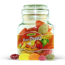 German Fine Drops Sanded Mix fruits Candy Mini Glass Jar 300gr (2 pcs)