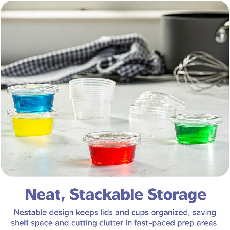 GUSTO [2 oz.-100] Count Clear Disposable Plastic Portion Cups with
