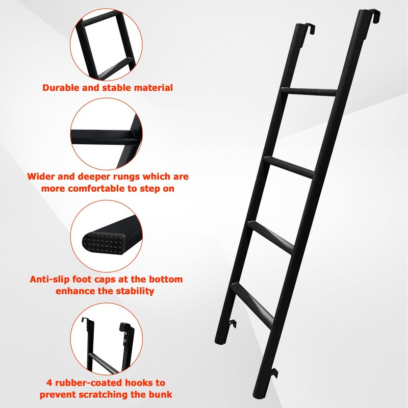 RV Bunk Bed Ladder, 55" Interior Adjustable Travel Trailer Twin