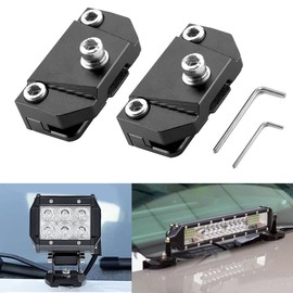 Ditch Light Brackets Hood Mount - 2PCS Universal LED Light Bar Mounting Brackets Hood Hinge Pillar Pod Fog Light Mounts Clamp M6 for Car Truck Off-Road Accessories No Drilling CNC Aluminum Black