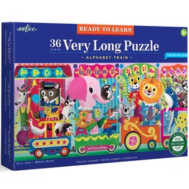 eeBoo: Alphabet Train 36 Piece Long Puzzle with Poster for Kids, Encourages Hand-Eye Coordination, Fine Motor Skills, and Problem Sloving, 35" x 10" Once Completed, for Ages 3 and up