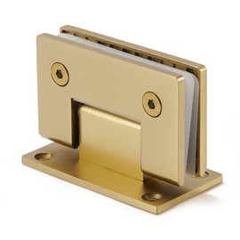 Heavy Duty Shower Glass Door Hinge,Solid One-Piece Precision Cast with 5mm Thick 304 Stainless Steel,Suitable for5/16-1/2"(8mm-12mm) Thick Frameless Bathroom Doors,Wall to Glass Mount,1 pc,Gold