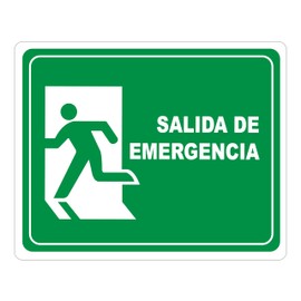 Genérico Monsterprint Señalamiento Letrero Salida de Emergencias, 25x20 cm. Impresión HD directa en estireno con tintas UV. Incluye cinta doble cara industrial, listo para instalar.