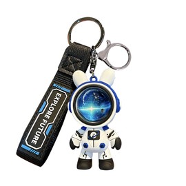 SXQYBZ Creative Fashionable and Cute Cartoon Rabbit Keychain Accessories Resin Animal Pendant Metal Keychain Backpack Car Keychain (White)