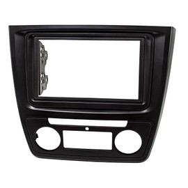 tomzz Audio 2450-025 Double DIN Radio Faceplate Compatible with Skoda Yeti 5L from 2009 Black Car with Automatic Climate Control