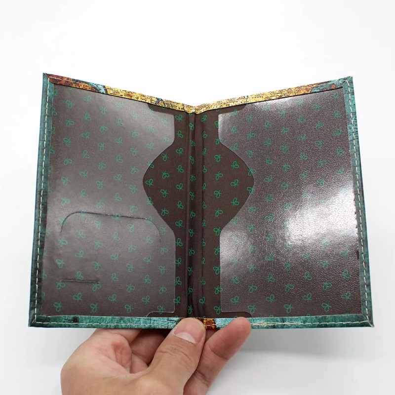 Vintage Funda Pasaporte Estampada Visa Id Porta Documentos