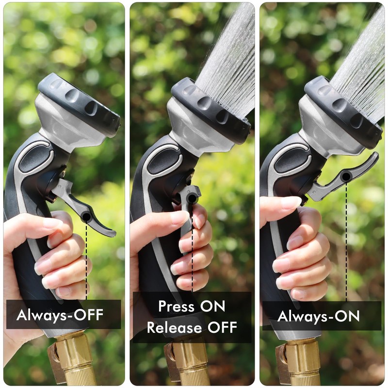 RESTMO Hose Nozzle with Easy Self-Lock Trigger, Heavy Duty Metal