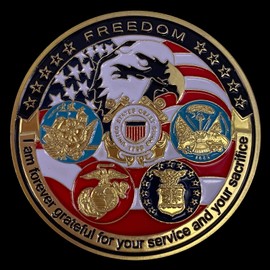 United States Army Navy Marine Corps Freedom Eagle Thank You Challenge Coin