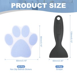 PATIKIL 20 Pcs Non Slip Bathtub Stickers, Anti Slip Shower Stickers with Scraper Bathroom Shower Floor Decals Paw Print Shape Cute Treads Tubs, Purple-Gray