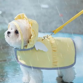 ETOSEM Dog Angel Wings Raincoat Adjustable Breathable Pet Cloak Raincoat Waterproof Dog Yellow Candy-Colored Raincoat (Yellow, Small(3-6lb))
