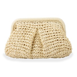 LHHMZ Straw Clutch Purse for Women - Woven Dumpling Clutch Summer Beach Shoulder Handbag
