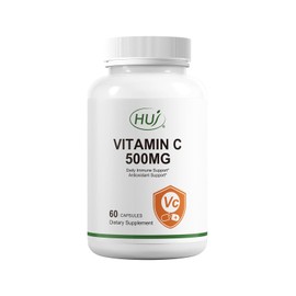 HUJ Vitamin C 500mg, Immune and Antioxidant Support, 60 Capsules