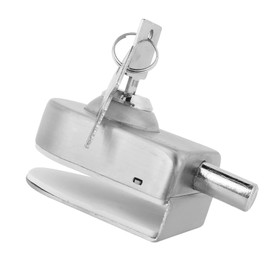 Milltrip 10-12mm Glass Door Lock, Stainless Steel Glass Door Lock Floor Lock Ground Lock for Bathroom Toilet Shop Glass Doors (Brushed)