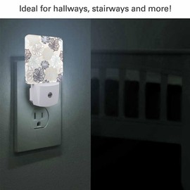 Chrobak LED Night Light,Romantic Flower Floral Pattern LED Night Light Plug into Wall with Dusk to Dawn Light Sensor White Energy Efficient Nightlight for Bedroom Bathroom Hallway Living Room Kitchen