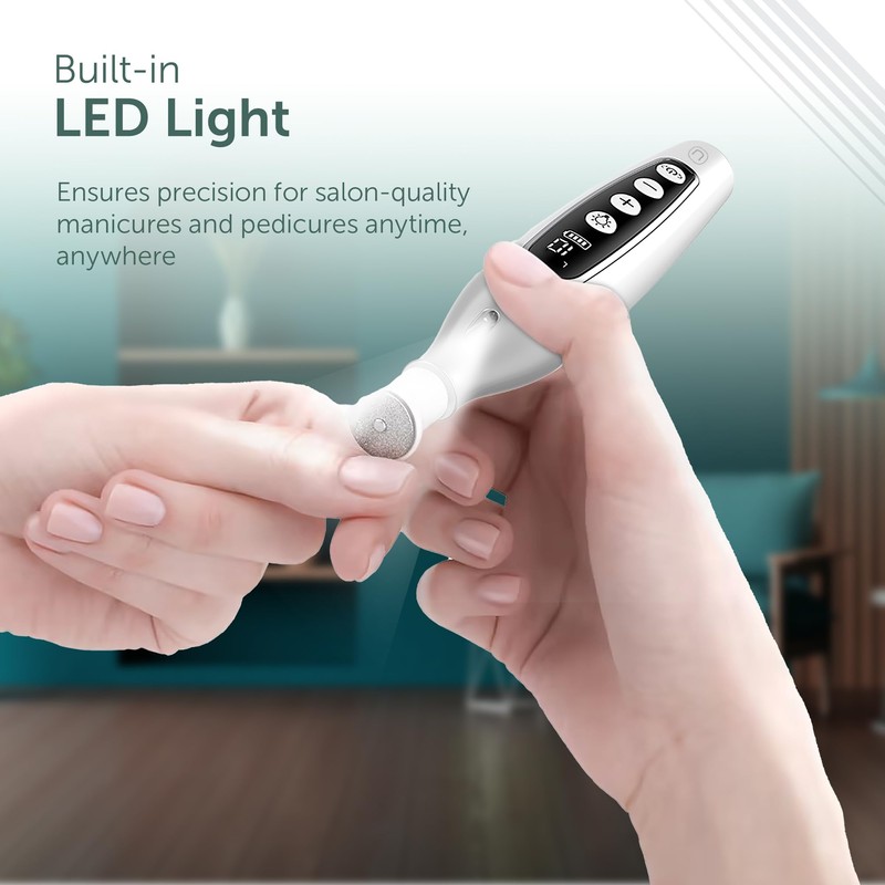 PediLux Pro Professional Manicure Pedicure Kit, Cordless Electric Nail File