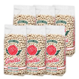 Camellia Brand Dried Navy (Pea) Beans – Premium White Beans for Southern-Style Baked Beans, Soups, Stews, and Healthy Vegetarian Meals – Non-GMO, Gluten-Free, 1 Pound (Pack of 6)