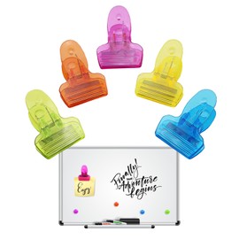 Leddy Living Pack of 5 Multicolor Magnetic Clips Clip Hook with Magnet for Notes and Notes Whiteboard and Fridge for Home, Classroom, School, Office, Conference