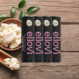 Ellovi Natural Lip Butter Lip Balm - Original - Pure Enough to Eat - Made With Just 6 Vegan Ingredients - 100% Natural & Organic Moisturizing Lip Care for All Day Hydration (4-Pack)