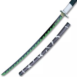 Demon Slayer - Sanemi Shinazugawa Green Nichirin Sword Katana Metal W/Stand