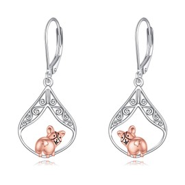 Corgi Earring Sterling Silver Filigree Dog Dangle Drop Earring Corgi Jewelry Gifts for Women