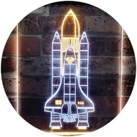 Space Shuttle Rocket Spacecraft Dual Color LED Neon Sign White & Yellow 8.5" x 12" st6s23-i1173-wy