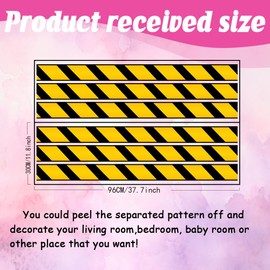 SUPERDANT Yellow Caution Tape Wall Sticker Cordon Line Wall Decor Peel and Stick Vinyl Art Stickers Warning Line Mural Decals for Home Livingroom Kids Construction Party Decoration