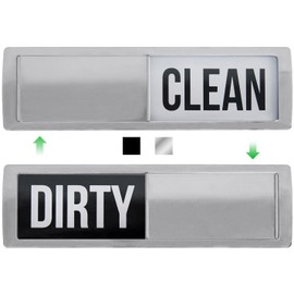 GORILLA GRIP Strong Dishwasher Magnet Clean Dirty Sign, Large Letters for Easy Read, Optional Adhesive Sticker for Non-Magnet Surfaces, Non-Scratch Sliding Dish Washer Magnets, Kitchen Decor, Silver