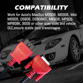 VZG OBD2 Diagnostic Test Cable, 16 Pin Main Test Cable for Autel, Work with Scanner for MaxiSys MS908/MS906/Mini MS905/DS808/DS808KIT/MK808/MP808/MP808K/9009 and other Scan Tool with Same Connector