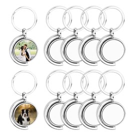 Diakey 10 Pack Metal Sublimation Keychain Blanks, 360° Rotating Double-Sided Sublimation Blanks, Heat Transfer DIY Key Chain with Keyring, Circle