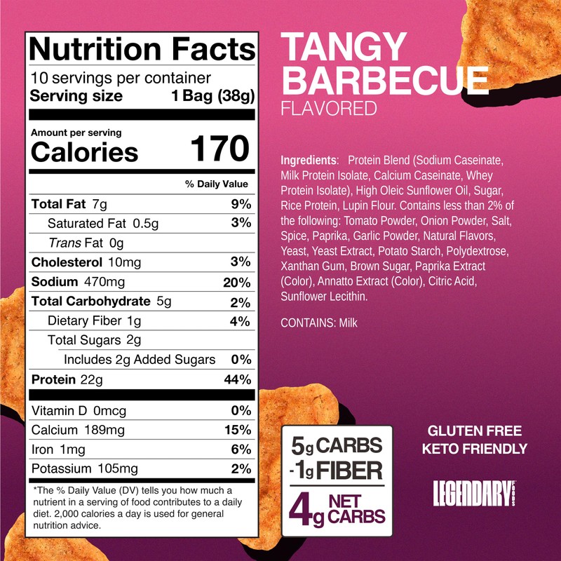 Legendary Foods Tangy BBQ Protein Chips – Popped Tortilla Style