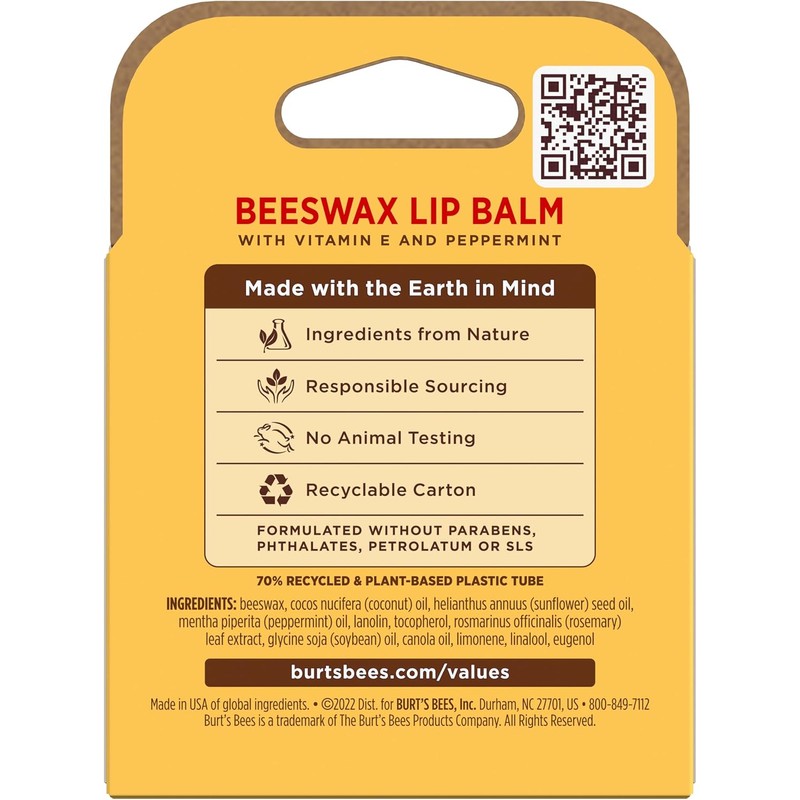 Burt'S Bees 100% Natural Moisturizing Lip Balm, Original Beeswax with