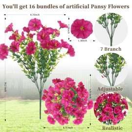 20PCS Artificial Fake Flowers for Outdoors/Indoors, Faux Silk Colorful Morning Glory with Eucalyptus, UV Resistant Realistic Floral Arrangement for Garden Porch Window Box Home Balcony Yard (8 Colors)