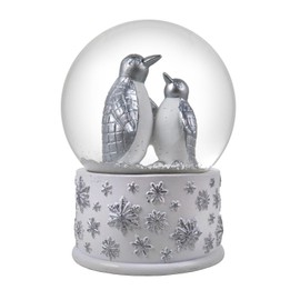 100mm Silver Penguins Playing Snow Globe by The San Francisco Music Box Company