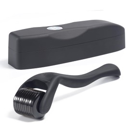 Bartroller 0.5mm Titan Nadeln, Dermaroller für Männer Bartwuchs, Mattschwarzer Bartroller, Mikronadel Roller zur Haut- und Haarpflege für Damen und Herren