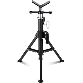 V Head Pipe Jack Stand, 2500LB Heavy Duty Carbon Steel Pipe Stand, Jack Stands with Portable Folding Legs 28-52 Inch Height Adjustable 1/8"-12" Capacity,Black,Maual Included