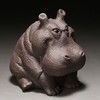 Hippo Figurine Purple Clay Ceramic Tea Pet Sculpture Hippo Statue