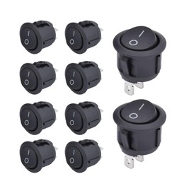 Toggle Switch 12 V Switch, Rocker Switch On/Off Lockable with Self-Locking Mini Switch 2-Pin Round for Installation Motorhome Switch Button Model Making Car Boat Household Appliances (2 Pin 10 Pieces