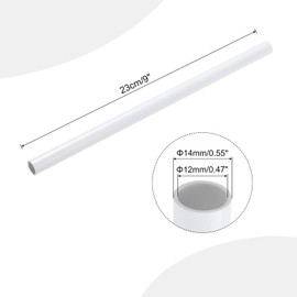 sourcing map 1/2 Inch PVC Rigid Tube Round Pipe Tubing Hardware Tubing 12mm ID 14mm OD 9" Length White High Impact for Water Pipe, Crafts, Cable Sleeve