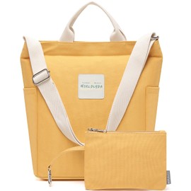 Worldlyda Women Canvas Tote Purse Large Shoulder Bag Casual Crossbody Hobo Top Handle Handbags Yellow