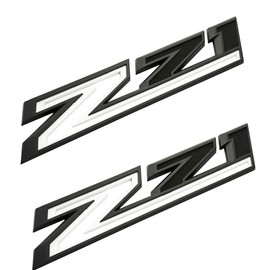 2X Large Size Z71 RH LH Side Fender Emblem Nameplate Badge Decal Replacement for 2019-2021 Chevy Silverado (White Black)