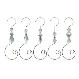 WEIBIAO Christmas Ornament Hooks - Silver Wire Hooks, Acrylic Jewelry Hooks with Christmas Tree Ornament Hooks-30 PK (Clear)