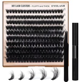 MOTIBACK Wimpern Extensions - Fluffy Lash Extension Set 200D Curl Curl Lashes Clusters - 200Pcs Individuelle Wimpernverlängerung Kit mit 10-18mm Lash Clusters Lash Bond und Seal und Lash Pinzette