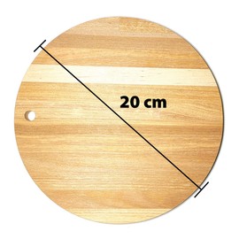 Round Small Wooden Chopping Board for Salamins, Diameter 20 cm, Professional, Non-Slip