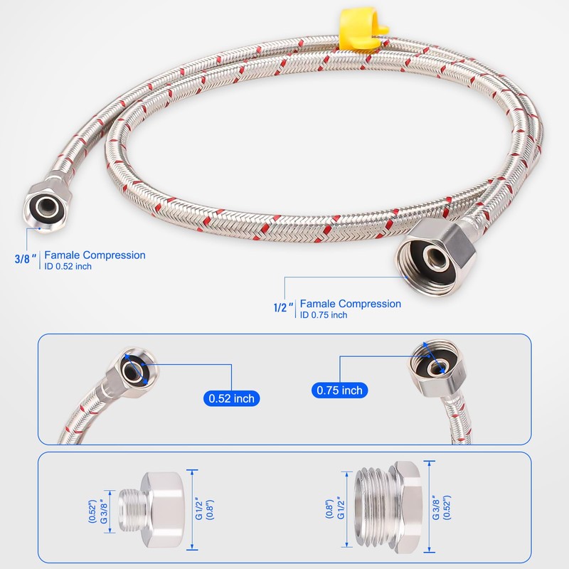 Faucet Hose Connector, 39 Inch Length Faucet Water Supply Lines