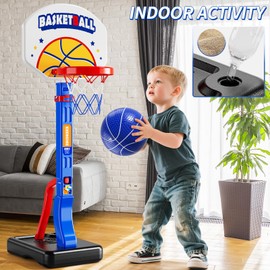 JUKUDAHU Pool Basketball Hoop Poolside for Kids Ages 3-8, Adjustable Basketball Set with 4 Balls, Outdoor Swimming Pool Game, Pool Toys, Water Play Toy for Kids Adults Age 3-12