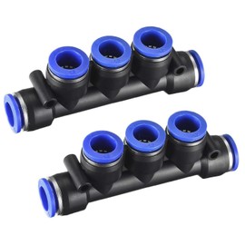 PK-12(12mm) OD Quick Release Connectors Manifold，Inline Manifold Union Fittings, Air Push Quick Fittings, Pneumatic Connectors Push to Connect Fittings Kit, 10 PCS