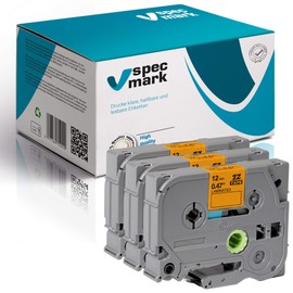 specmark TZe-B31 Label Tape 12 mm x 5 m Set x 3 Black on Orange Fluorescent Tape Compatible with All Printers Brother PT P-touch AZe-B31 EZe-B31 TZ-B31 TZ2-B31