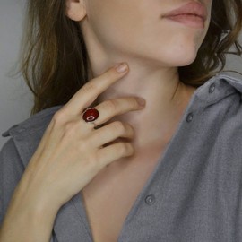 Sterling Silver and Baltic Cherry Amber Ring Dana Size: 6.5